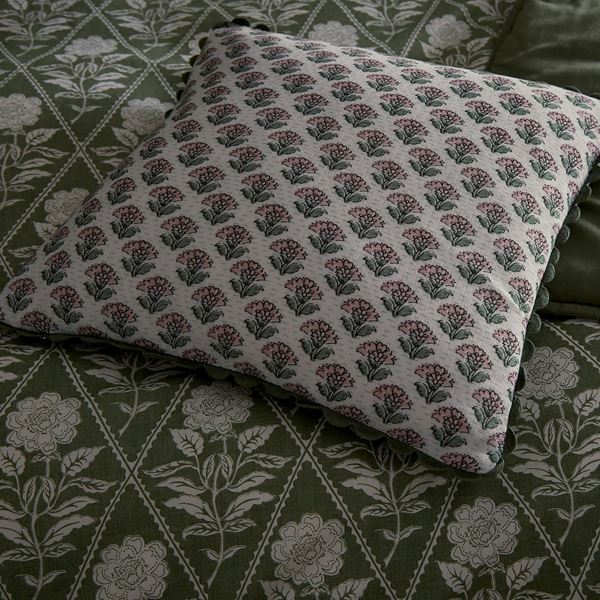 Indienne Blockprint Cushion - Khaki